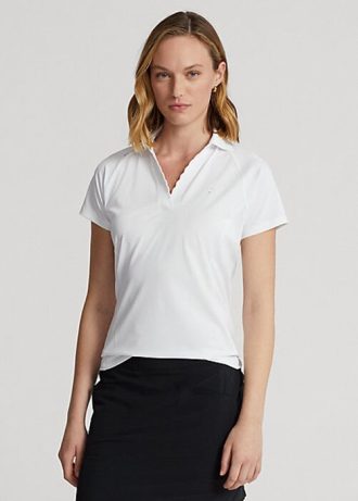 Weiße Poloshirts aus Piqué im Tailored Fit von Ralph Lauren für Damen