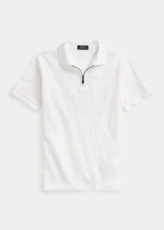 Weiße Poloshirts aus Stretch-Mesh mit Reißverschluss für Herren von Ralph Lauren