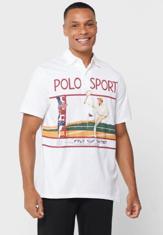 Weiße Poloshirts mit Grafik von Ralph Lauren für Herren