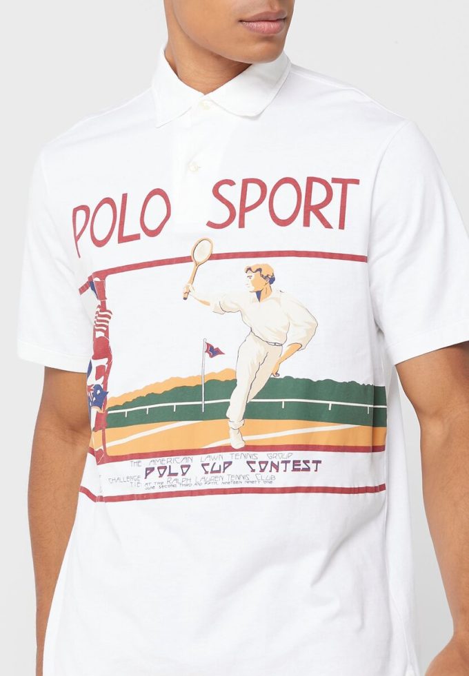 Weiße Poloshirts mit Grafik von Ralph Lauren für Herren Weiße Poloshirts mit Grafik von Ralph Lauren für Herren
