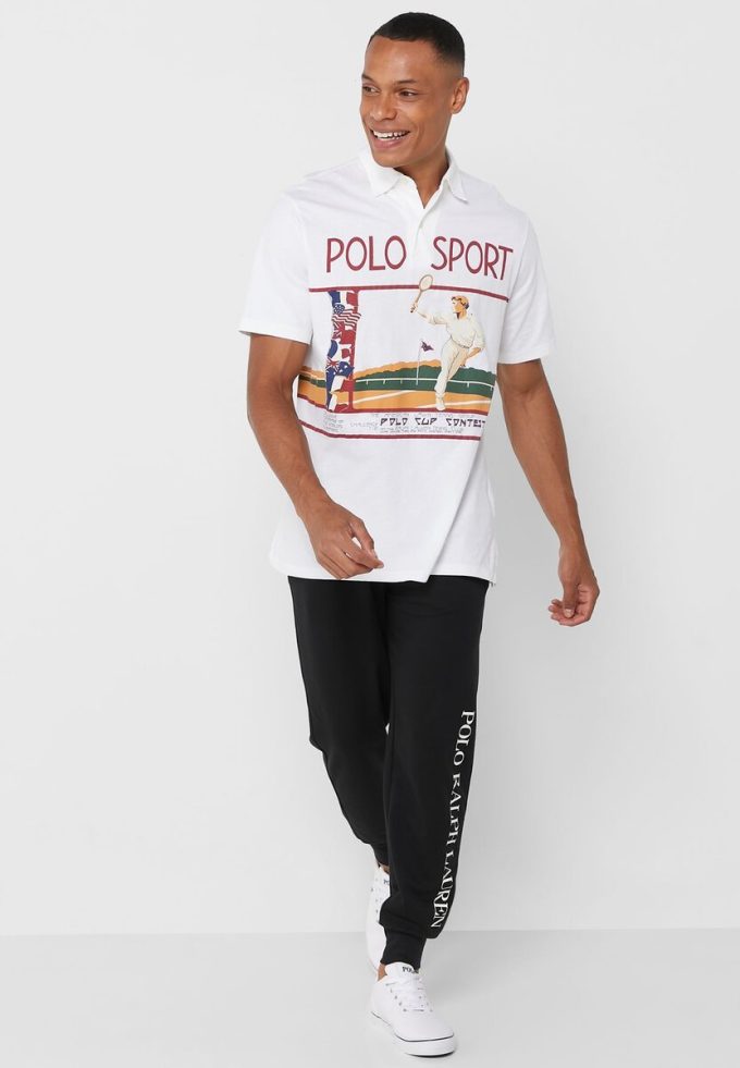 Weiße Poloshirts mit Grafik von Ralph Lauren für Herren Weiße Poloshirts mit Grafik von Ralph Lauren für Herren
