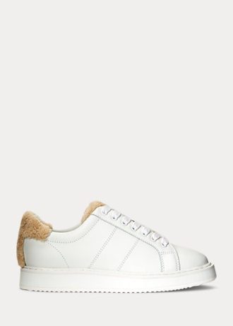 Weiße Ralph Lauren Angeline IV Action Leder-Sneakers für Damen