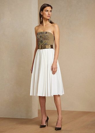 Weiße Ralph Lauren Arnav Plisseeröcke aus Leinenmischung für Damen