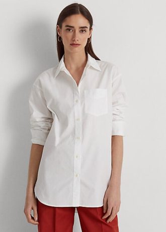 Weiße Ralph Lauren Baumwoll-Breittuchhemden für Damen
