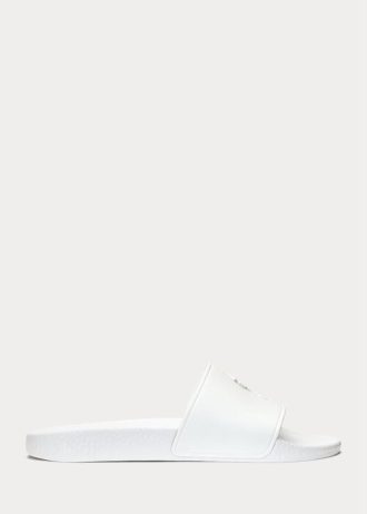 Weiße Ralph Lauren Big Pony Sandalen für Damen