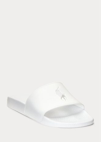 Weiße Ralph Lauren Big Pony Sandalen für Damen