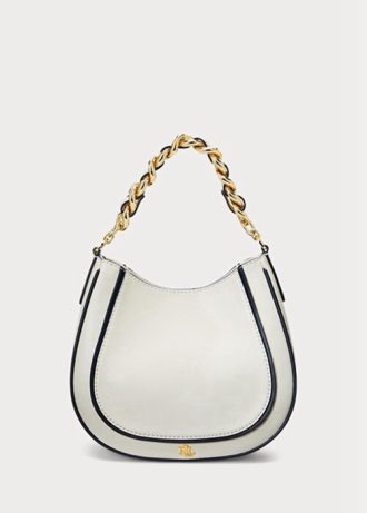Weiße Ralph Lauren Charli-Schultertaschen aus Leder für Damen