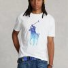 Weiße Ralph Lauren Classic Fit Big Pony Jersey-T-Shirts für Herren