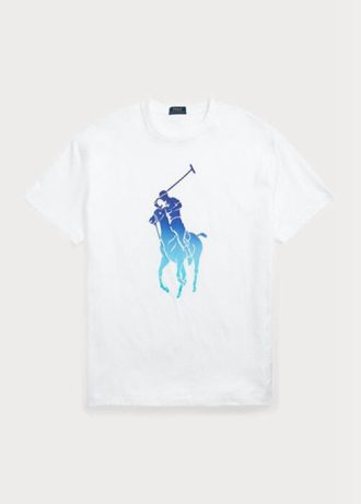 Weiße Ralph Lauren Classic Fit Big Pony Jersey-T-Shirts für Herren