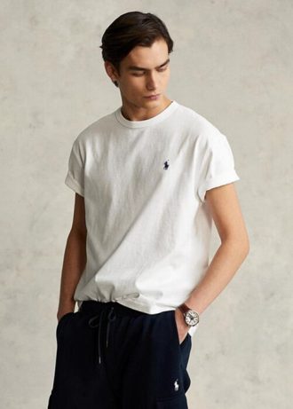 Weiße Ralph Lauren Classic Fit Heavyweight Jersey T-Shirts für Herren