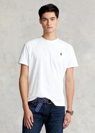 Weiße Ralph Lauren Classic Fit Jersey-T-Shirts mit Rundhalsausschnitt für Herren