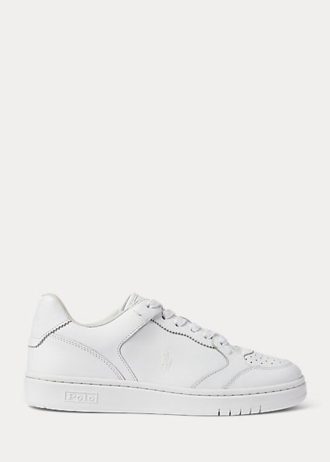 Weiße Ralph Lauren Court Leder-Sneakers für Damen