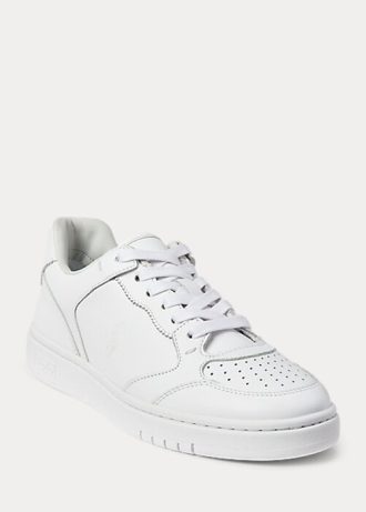 Weiße Ralph Lauren Court Leder-Sneakers für Damen