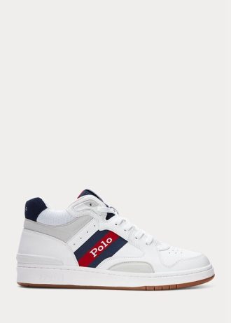 Weiße Ralph Lauren Court Mid Pro Sneakers für Herren