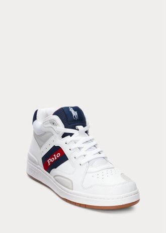 Weiße Ralph Lauren Court Mid Pro Sneakers für Herren