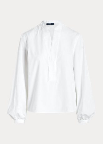 Weiße Ralph Lauren Damen-Blousonhemden aus Baumwolle mit kastenförmiger Passform