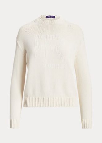 Weiße Ralph Lauren Embellished RL Pullover aus Baumwollmischung für Damen
