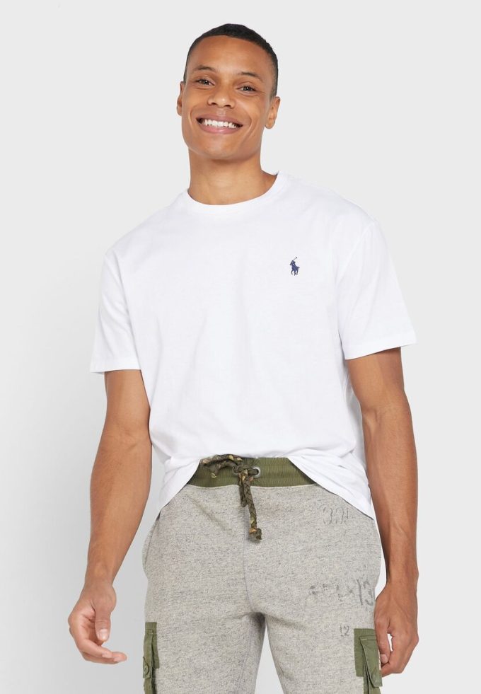 Weiße Ralph Lauren Essential T-Shirts mit Rundhalsausschnitt für Herren Weiße Ralph Lauren Essential T-Shirts mit Rundhalsausschnitt für Herren