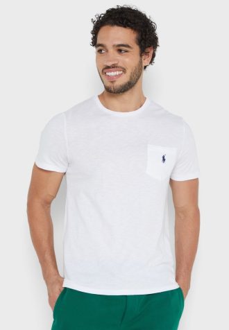Weiße Ralph Lauren Essential T-Shirts mit Rundhalsausschnitt für Herren