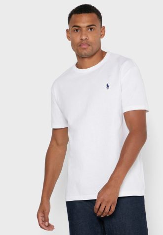 Weiße Ralph Lauren Essential T-Shirts mit Rundhalsausschnitt für Herren