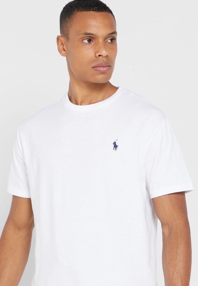 Weiße Ralph Lauren Essential T-Shirts mit Rundhalsausschnitt für Herren Weiße Ralph Lauren Essential T-Shirts mit Rundhalsausschnitt für Herren