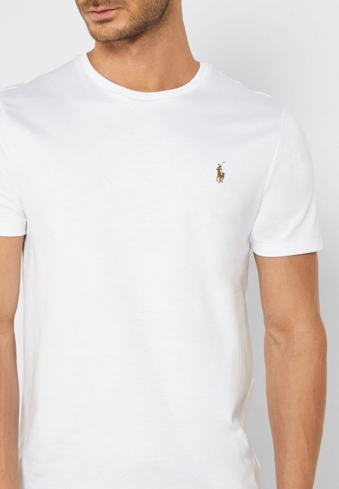 Weiße Ralph Lauren Essential T-Shirts mit Rundhalsausschnitt für Herren