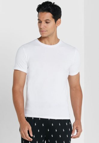 Weiße Ralph Lauren Essential T-Shirts mit Rundhalsausschnitt im 2er-Pack für Herren