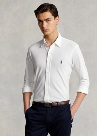 Weiße Ralph Lauren Featherweight Mesh-Hemden für Herren
