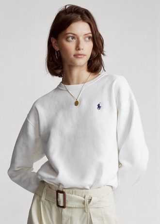Weiße Ralph Lauren Fleece-Pullover für Damen