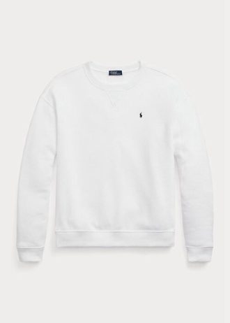 Weiße Ralph Lauren Fleece-Pullover mit Rundhalsausschnitt für Damen