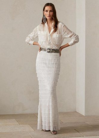 Weiße Ralph Lauren Fontanna Maxiröcke mit Verzierung für Damen Weiße Ralph Lauren Fontanna Maxiröcke mit Verzierung für Damen