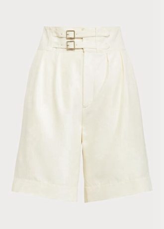 Weiße Ralph Lauren Francine Maulbeerseiden-Shorts für Damen