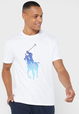 Weiße Ralph Lauren Graphic T-Shirts mit Rundhalsausschnitt für Herren