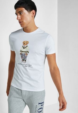 Weiße Ralph Lauren Graphic T-Shirts mit Rundhalsausschnitt für Herren