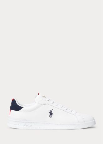 Weiße Ralph Lauren Heritage Court II Leder-Sneaker für Herren
