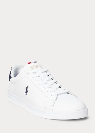 Weiße Ralph Lauren Heritage Court II Leder-Sneaker für Herren