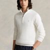 Weiße Ralph Lauren Herren-Pullover aus Baumwolle mit Viertelreißverschluss und Netzstrick Weiße Ralph Lauren Herren-Pullover aus Baumwolle mit Viertelreißverschluss und Netzstrick