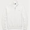 Weiße Ralph Lauren Herren-Pullover aus Baumwolle mit Viertelreißverschluss und Netzstrick Weiße Ralph Lauren Herren-Pullover aus Baumwolle mit Viertelreißverschluss und Netzstrick