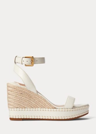 Weiße Ralph Lauren Hilarie Espadrilles aus Leder für Damen