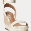 Weiße Ralph Lauren Hilarie Espadrilles aus Leder für Damen Weiße Ralph Lauren Hilarie Espadrilles aus Leder für Damen