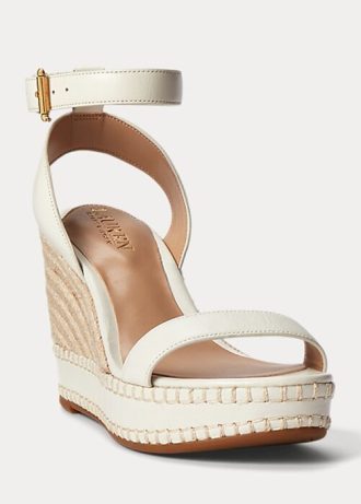 Weiße Ralph Lauren Hilarie Espadrilles aus Leder für Damen