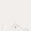 Weiße Ralph Lauren Janson II Action Leder-Sneakers für Damen Weiße Ralph Lauren Janson II Action Leder-Sneakers für Damen