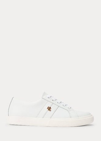 Weiße Ralph Lauren Janson II Action Leder-Sneakers für Damen
