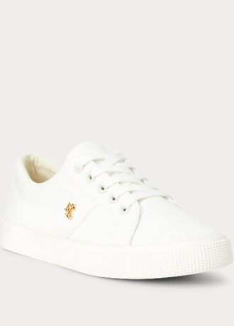 Weiße Ralph Lauren Janson II Canvas-Sneaker für Damen