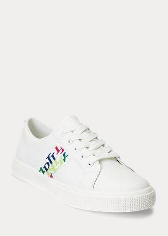 Weiße Ralph Lauren Janson III Sneakers aus Nappaleder für Damen