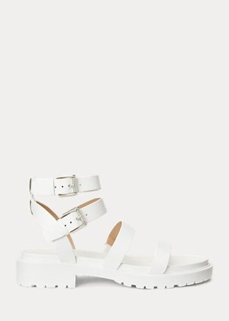 Weiße Ralph Lauren Kayleen Sandalen aus Nappaleder für Damen