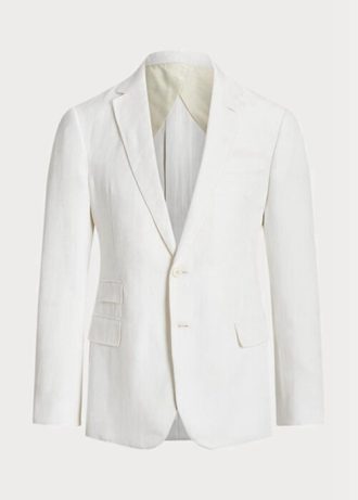 Weiße Ralph Lauren Kent-Anzugsakko mit Fischgrätenmuster für Herren