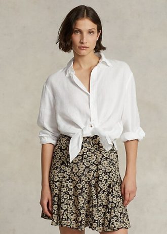 Weiße Ralph Lauren Leinenhemden im Relaxed Fit für Damen