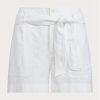 Weiße Ralph Lauren Leinenshorts mit Gürtel für Damen Weiße Ralph Lauren Leinenshorts mit Gürtel für Damen