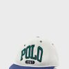 Weiße Ralph Lauren Logo Flat Peak Hüte für Herren